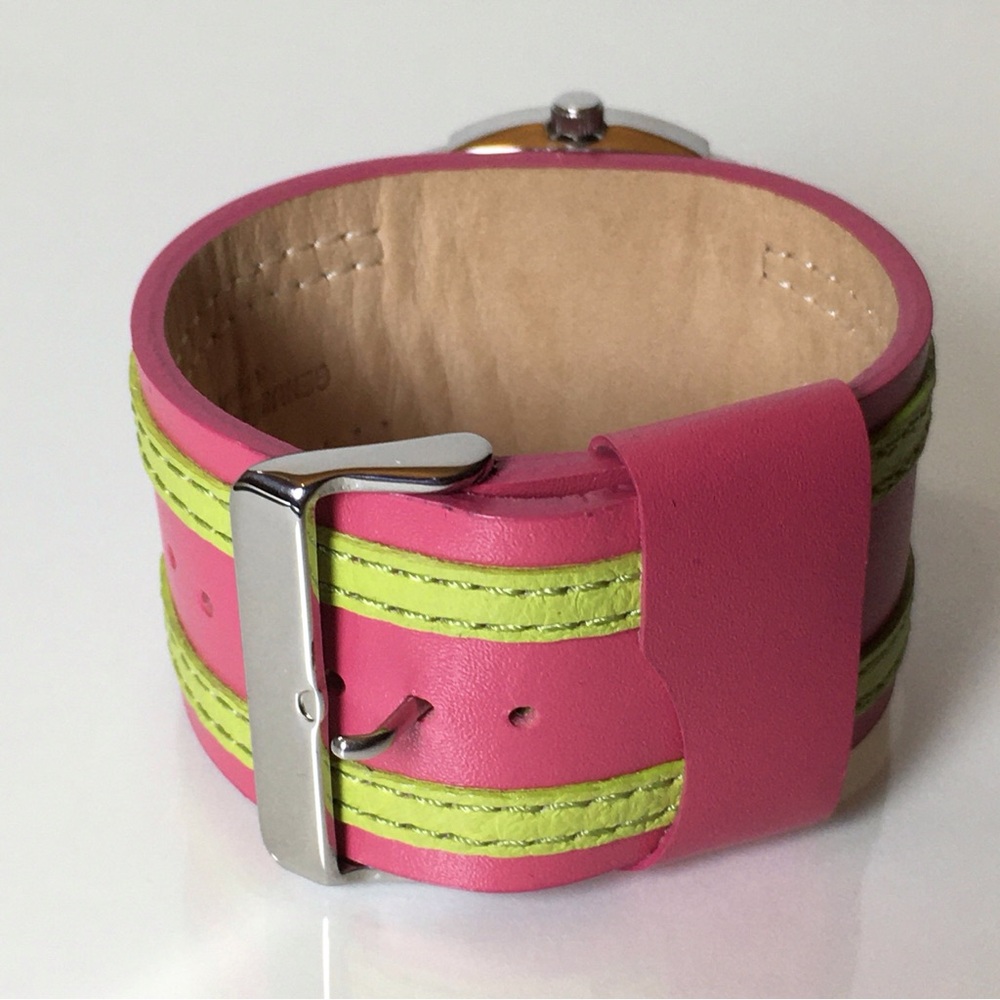 Wilsons Leather Pink & Green Watch Stainless Steel 5 5/8” - 7 1/4” - Picture 3 of 10
